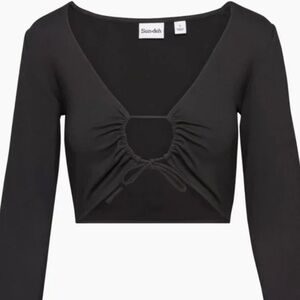 Aritvia Brown Long Sleeve Crop top with tie in front